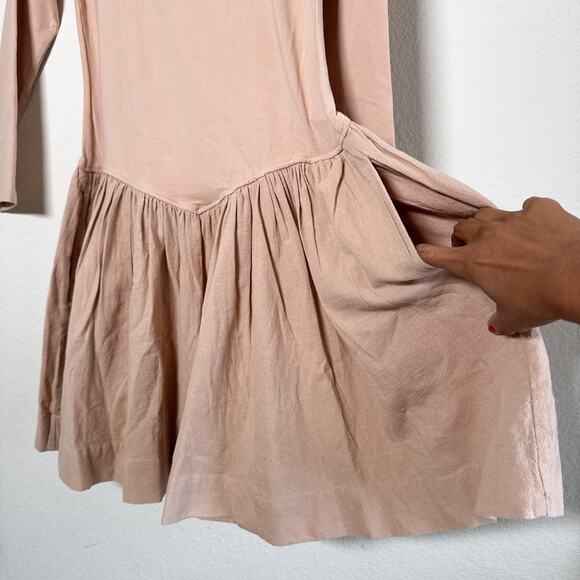 Free People Onda Long Sleeve Stretch Cotton Minidress Tuscany Pockets - Picture 5 of 14